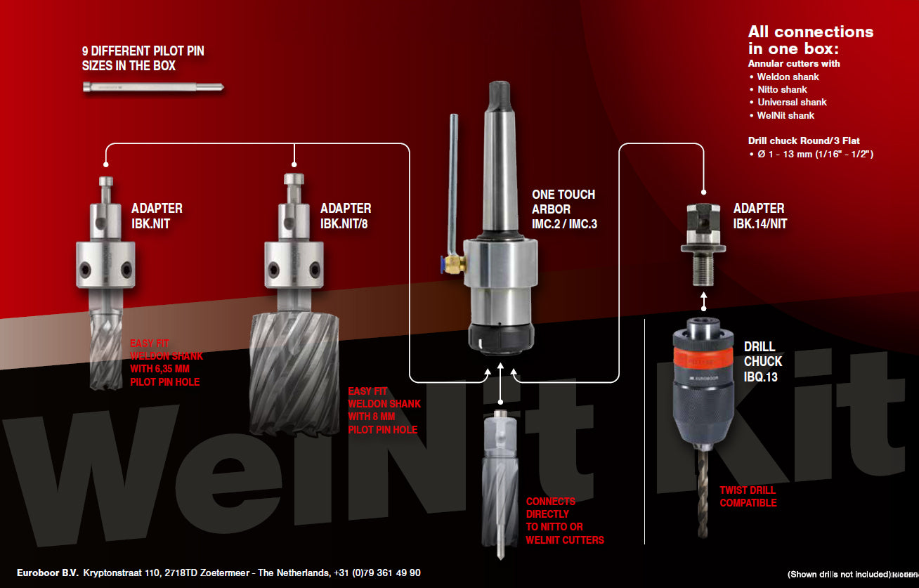 Adapter set, morse conus, MT3, Nitto One Touch. - Weldingshop