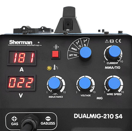 DUALMIG 210 S4 inverter lasapparaat met wielen en fleshouder. - Weldingshop