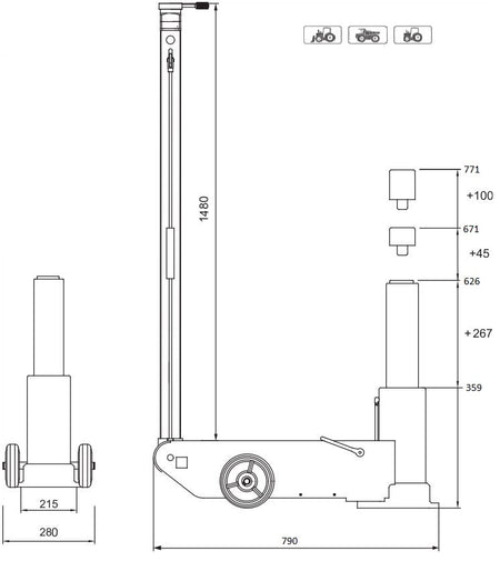 Luchtvloerkrik 30T extra hoog - Weldingshop