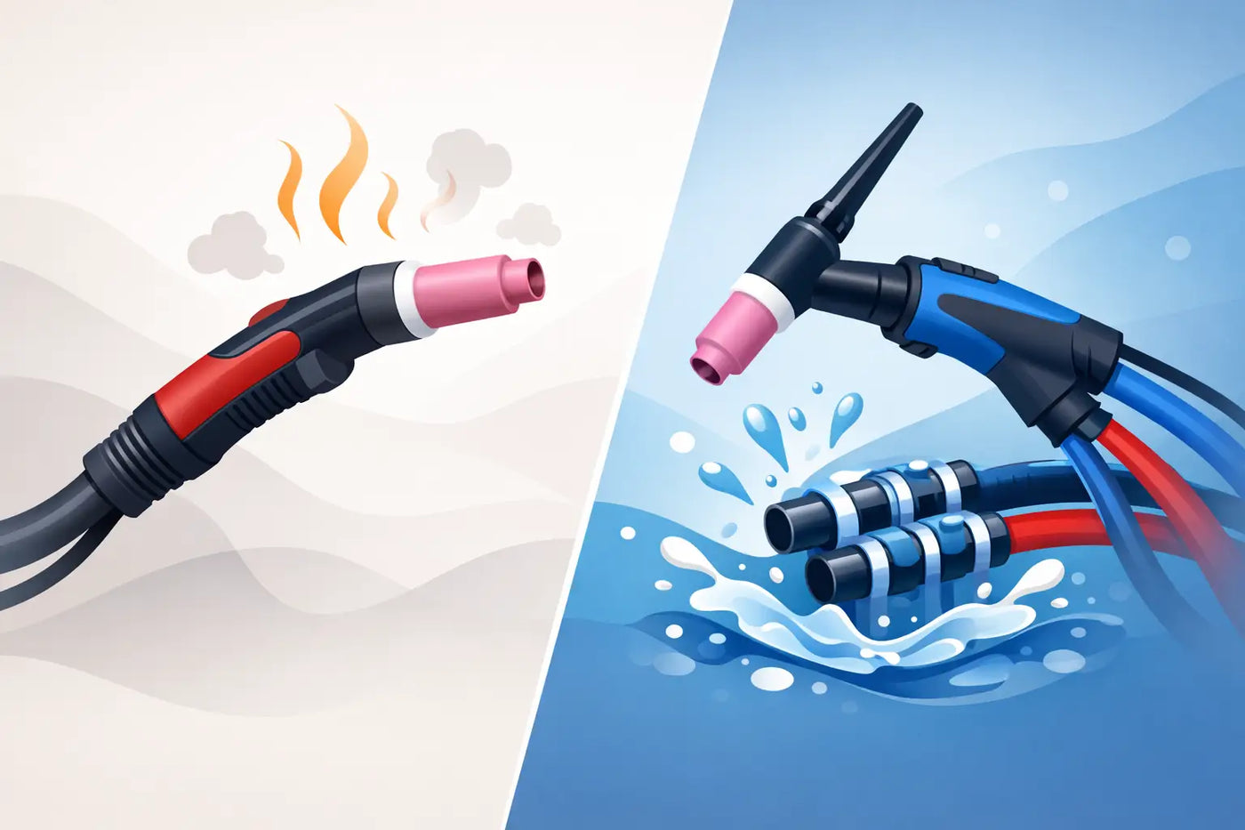 Luchtgekoelde versus watergekoelde lastoorts