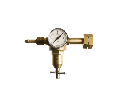 Hogedrukregelaar 0-6 bar KOMBI/DIN met 3/8"l wartel en 6mm slangtule en manometer