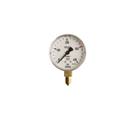 Manometer Blank/Zuurstof 0-400 bar 63mm