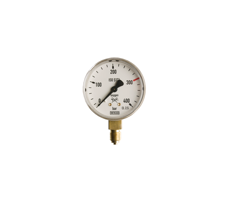 Manometer Blank/Zuurstof 0-400 bar 63mm