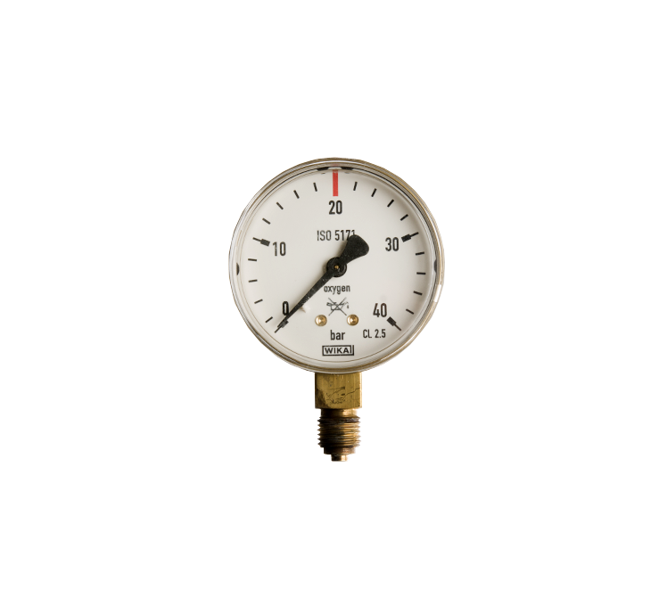 Manometer zuurstof 0-40 bar 63mm