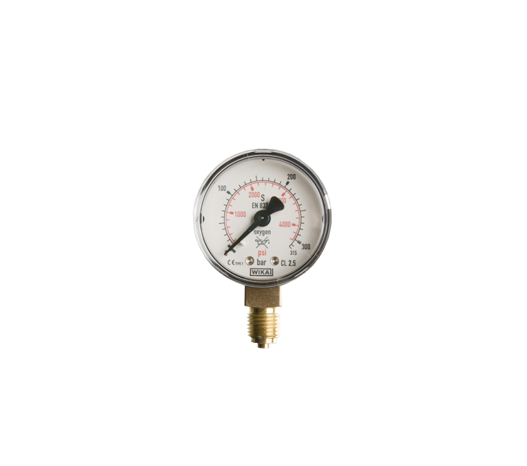 Manometer zuurstof 0-315 bar 50mm
