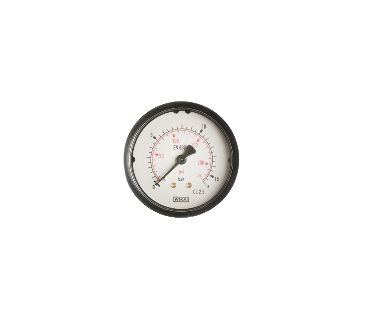 Manometer blank 0-16 bar 63mm achteraansluiting 1/4"