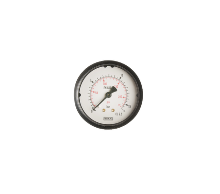 Manometer blank 0-16 bar 63mm achteraansluiting 1/4"