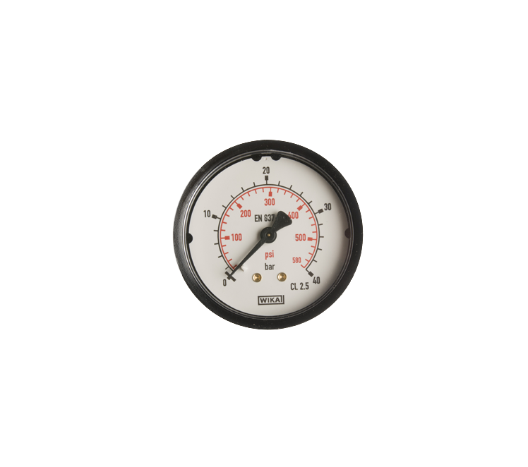manometer blank 0-40 bar 63 mm achteraansluiting 1/4"