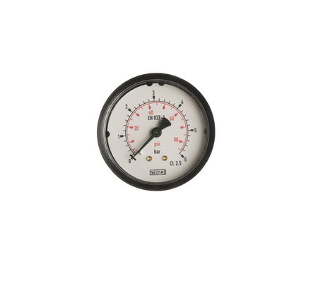 Manometer blank 0-6 bar 63mm achteraansluiting 1/4"