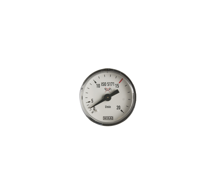 Manometer argon 0-20 l/m 40mm achteraansluiting 1/8"