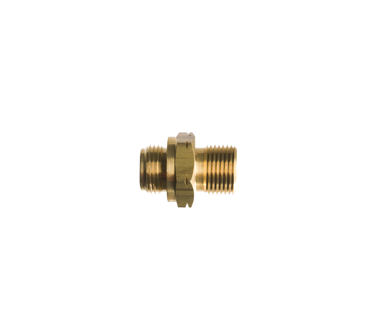 Verloopnippel 3/8"r uitw. + ED ring voor kogelkraan x 3/8"l