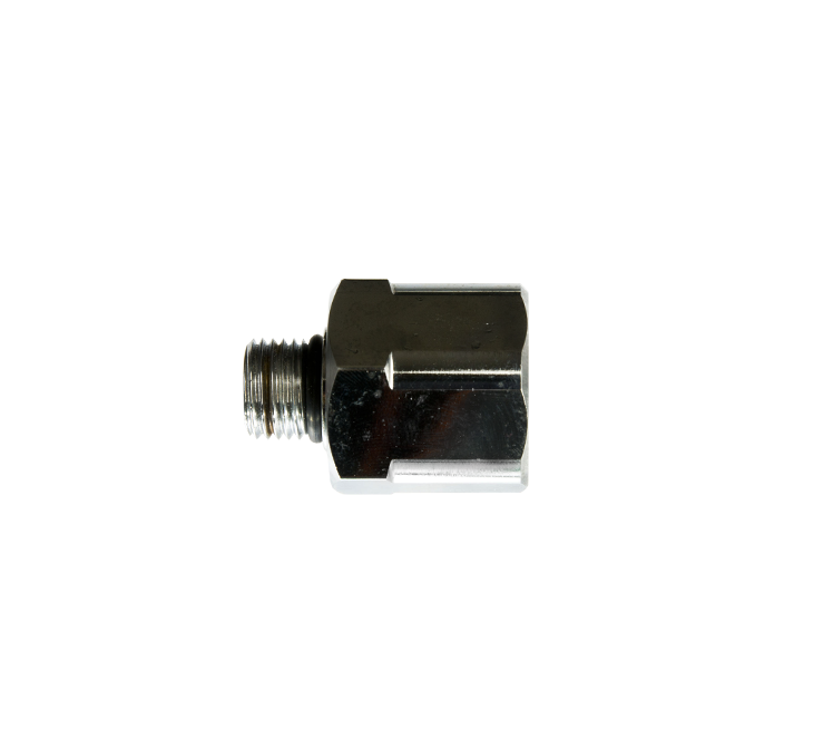 Verloopnippel 1/4"r uitw. vlak naar 1/2"r inw. voor manometer