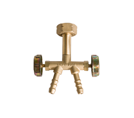 Dubbele kraan met 2 slangtules vast 8mm