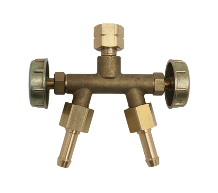 Dubbele kraan met 2 slangtules vast 8mm