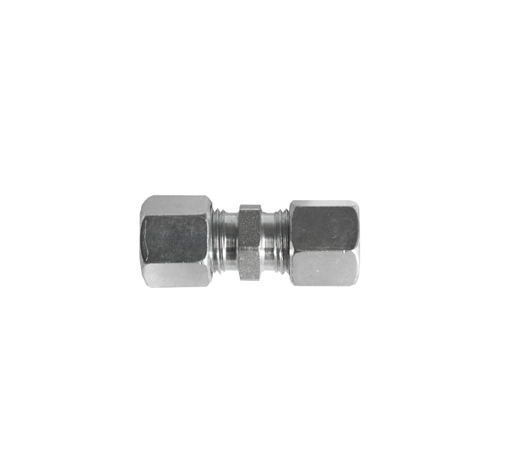 Rechte knelkoppeling 2 x 10mm staal