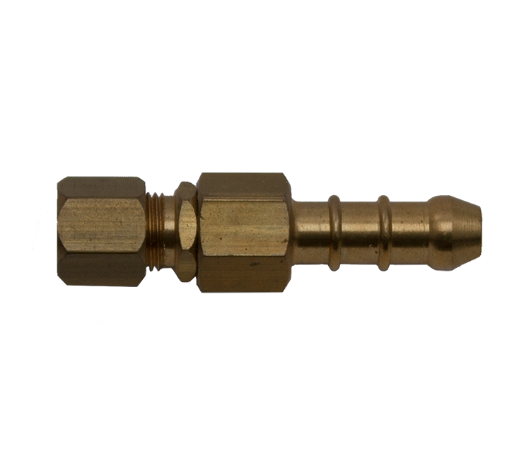 Knelkoppeling 6mm x slangtule 8mm, messing