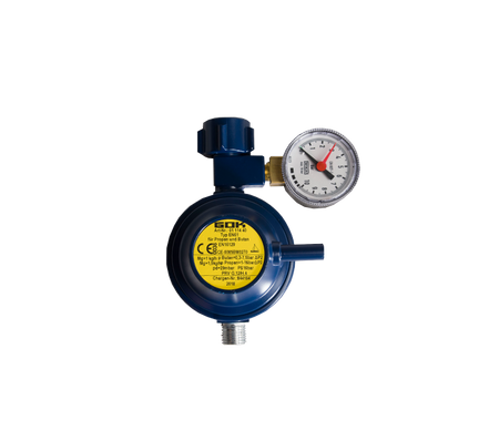 GOK drukregelaar met mano/afblaas/30 mb- 1/4"l