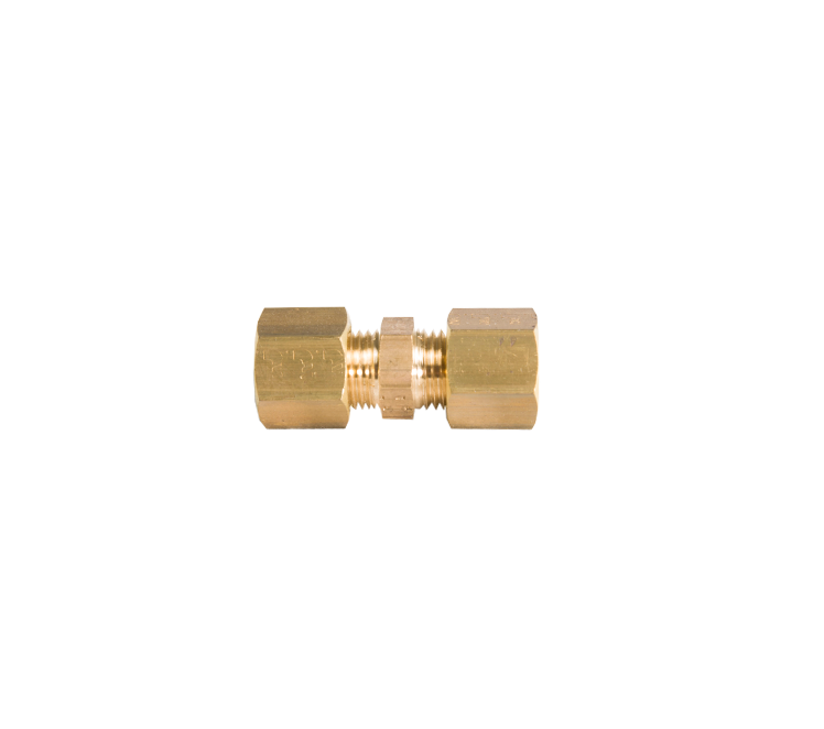 Rechte knelkoppeling messing 2 x 6mm