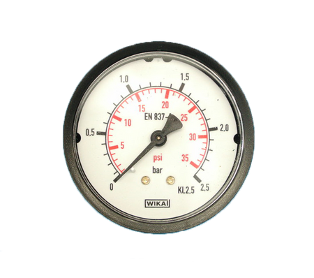 Manometer blank 0-2.5 bar 63mm achteraansluiting 1/4"
