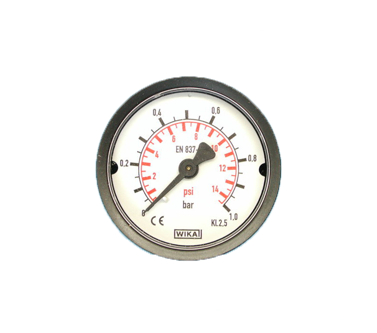 Manometer blank 0-1 bar 50mm achteraansluiting 1/4"