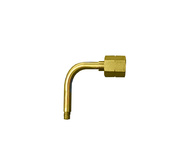 Aansluitpen waterstof + wartel gebogen uitvoering 1/4"r