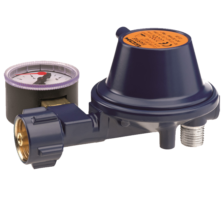 Drukregelaar haaks en manometer KOMinw 50 mbar 1/4" l