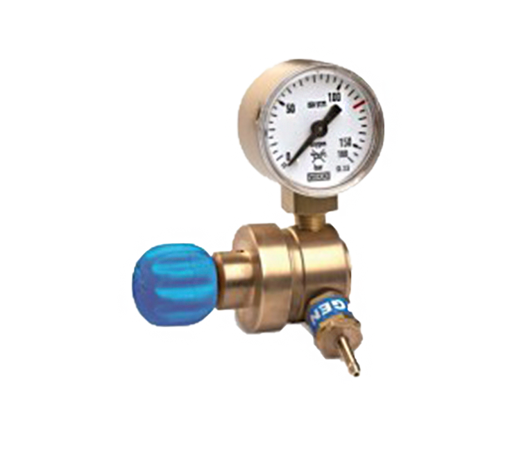 Kraan/regelaar met manometer zuurstof 7/16"