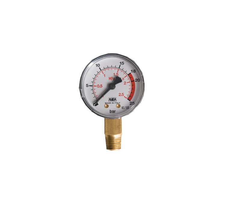 Manometer 0-25 bar 1/4" onderaansluiting