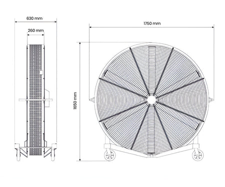Mobiele industriële ventilator Ø1500 mm - 70.320 m³/u - Stille DC-motor - variabele snelheid - timer - 750W - 230V MW Tools - foto 6
