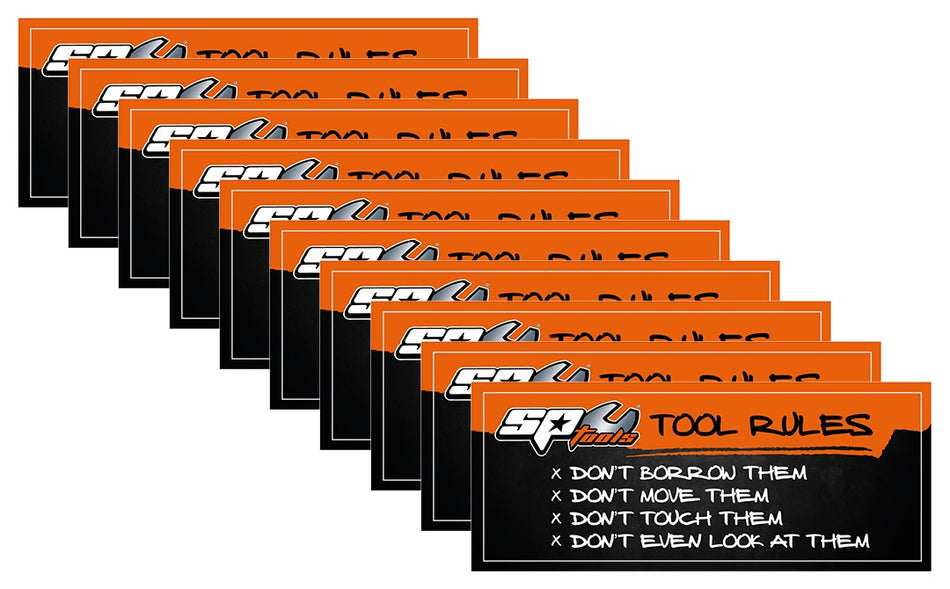 10x TOOL RULES STICKER (15X5CM)