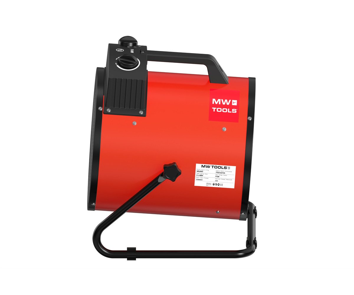 Warmeluchtblazer elektrisch 9 kW - 3x400 V - Regelbare thermostaat en blaashoek - Draagbaar - IP24 MW Tools - foto 4
