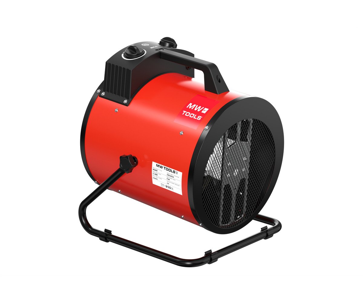 Warmeluchtblazer elektrisch 9 kW - 3x400 V - Regelbare thermostaat en blaashoek - Draagbaar - IP24 MW Tools - foto 3
