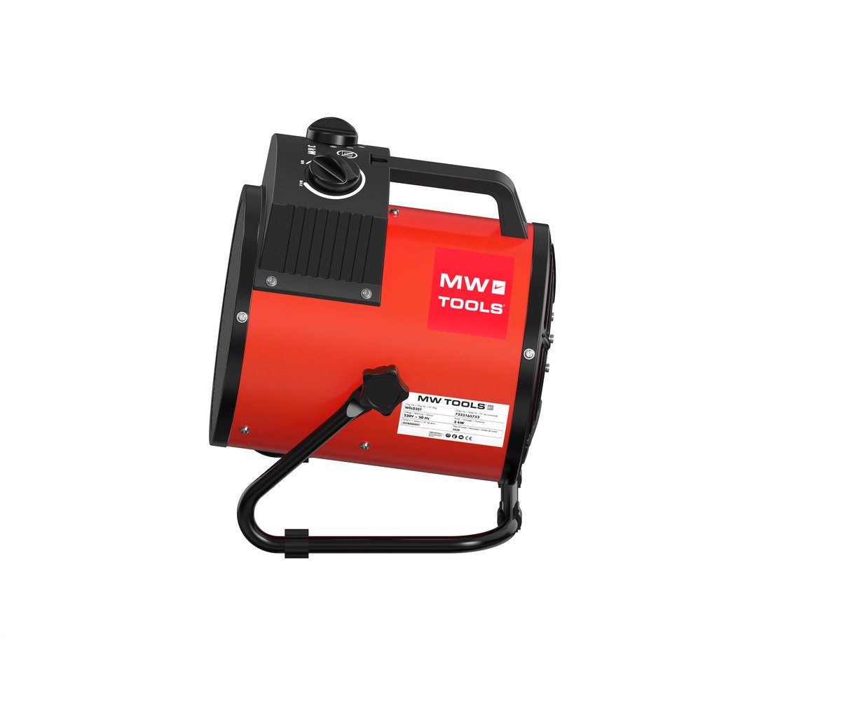 Warmeluchtblazer elektrisch 3 kW - 230V - Regelbare thermostaat en blaashoek - Draagbaar - IP24 MW Tools - foto 4