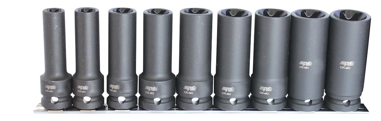 1/2" E-TORX KRACHTDOPPENSET LANG 9 DELIG