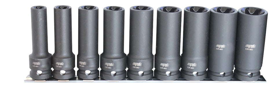 1/2" E-TORX KRACHTDOPPENSET LANG 9 DELIG