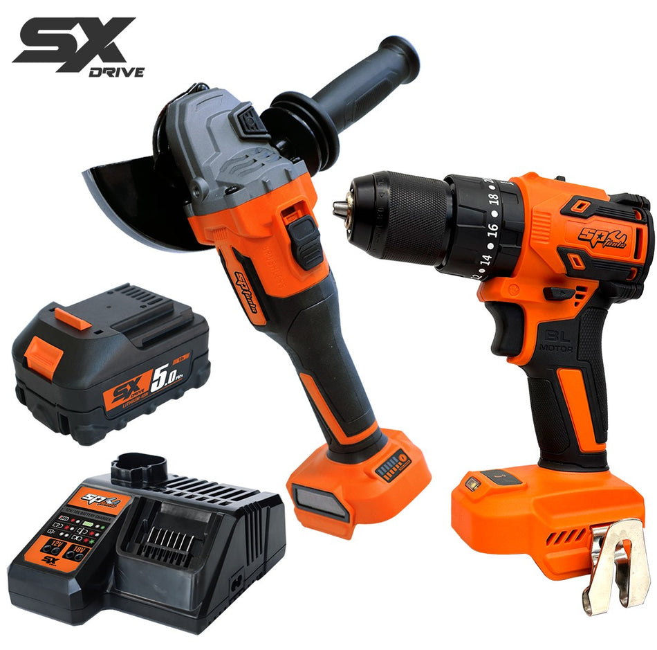 18V ACCU COMBO KIT BOORMACHINE + HAAKSE SLIJPER 125MM