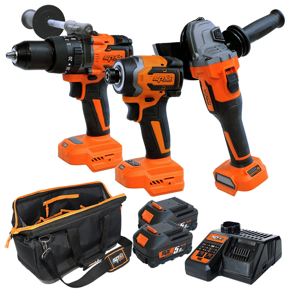 18V COMBO KIT MET BOORMACHINE + SLAGSCHROEVENDRAAIER + HAAKSE SLIJPER + TAS
