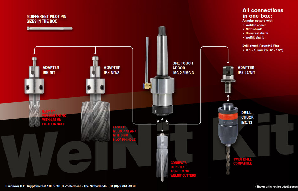 Adapter set, morse conus, MT3, Nitto One Touch. - Weldingshop