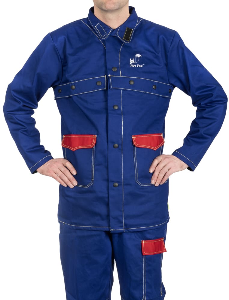 Weldas Fire Fox™ 81cm length blauwe vlamvertragend katoenen lasjas