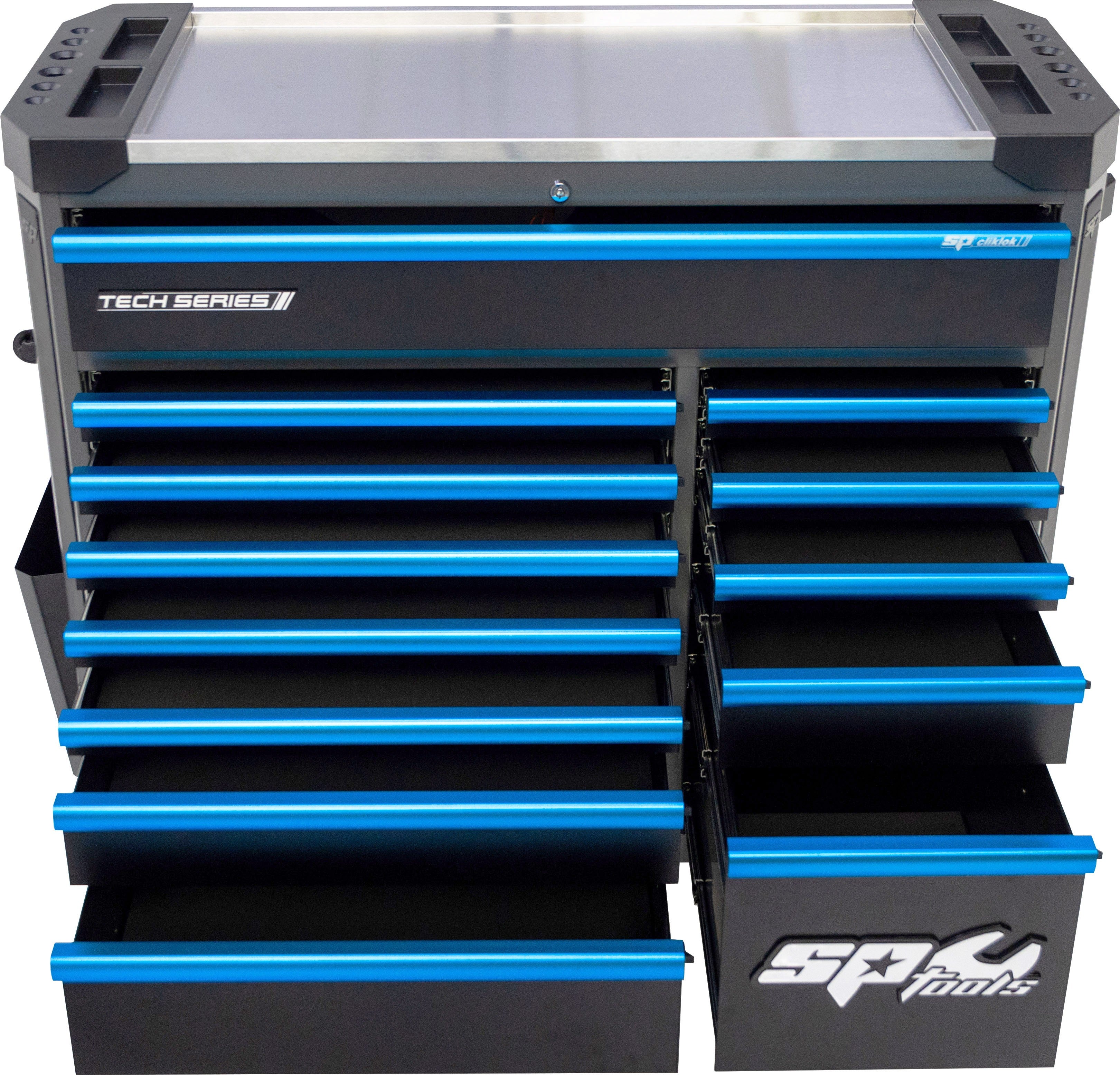 411 DELIGE TOOLKIT IN TECHSERIES GEREEDSCHAPSWAGEN DIAMOND BLACK/ BLAUW MET 13 LADEN