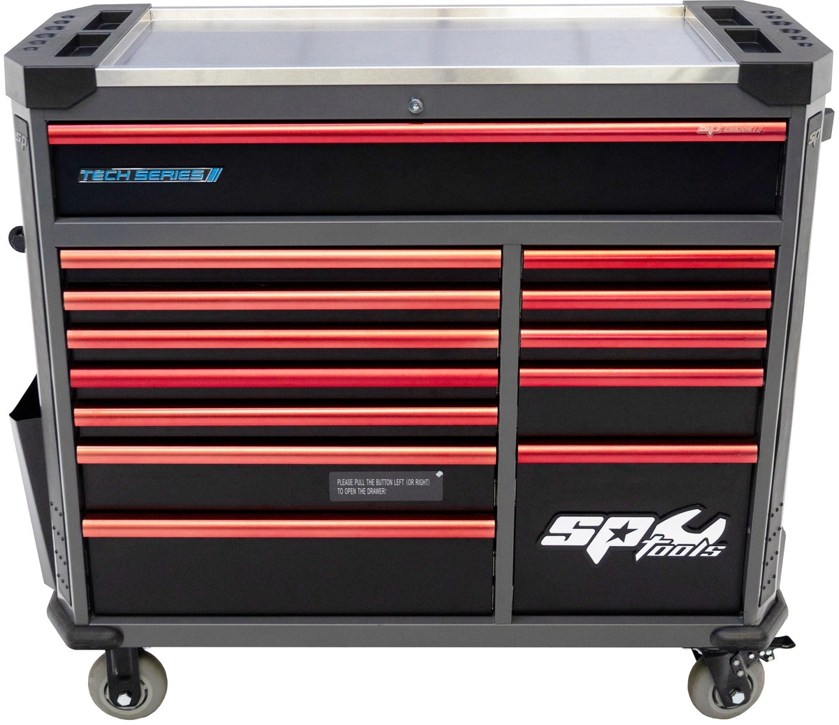 411 DELIGE TOOLKIT IN TECHSERIES GEREEDSCHAPSWAGEN DIAMOND BLACK/ ROOD MET 13 LADEN