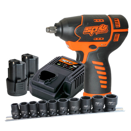 3/8" SLAGMOERSLEUTEL 12V MET LADER, 2 X 2,5Ah ACCU EN DOPPEN
