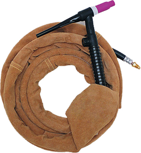 Weldas PYTHONrap™ kabel pakketbeschermer; lichtbruin split rundleer; 5 meter lengte en 50 mm diameter; klittenbandsluiting