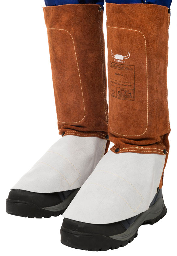 Weldas Lava Brown™ split rundlederen voet- en scheenbeschermers (paar); 36 cm (15”) lang