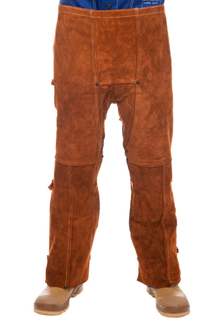 Weldas Lava Brown™ split rundlederen lasbroek met open achterzijde; 102 cm (40') lang