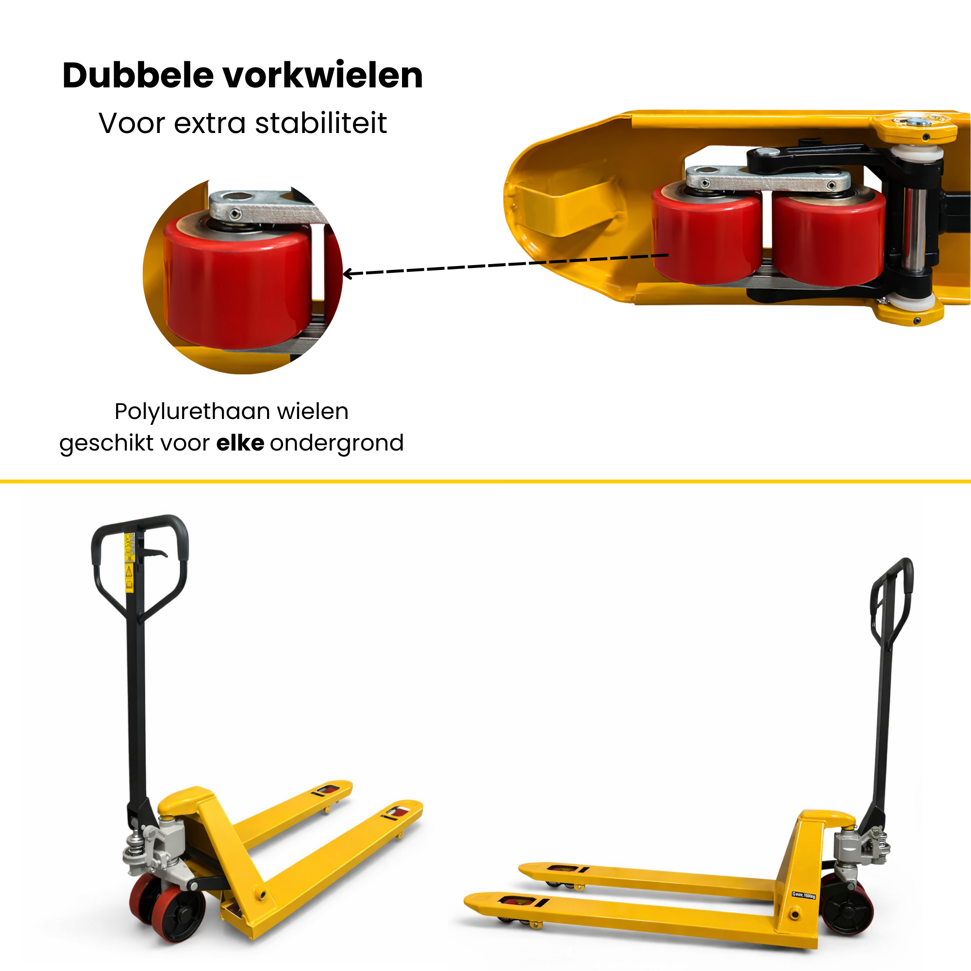 NIEUW Palletwagen 1500KG - Vorklengte 1150mm - Dubbel vorkwiel - Weldingshop