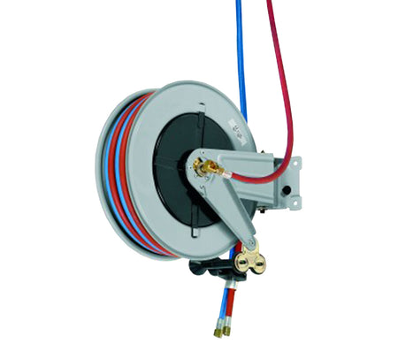 Slanghaspel gas/zuurstof met 30 meter duoslang 6/9 mm. Automatisch oprolbaar Type-C - Weldingshop