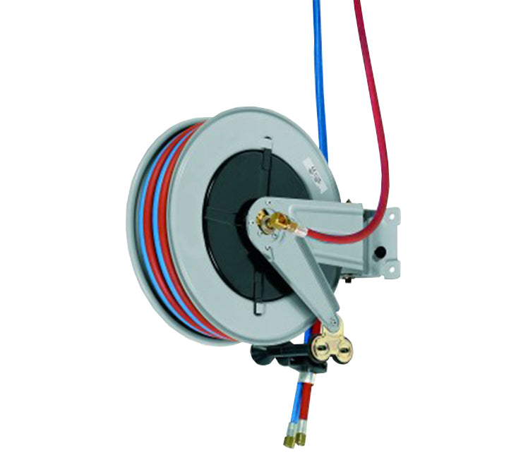 Slanghaspel gas/zuurstof met 30 meter duoslang 6/9 mm. Automatisch oprolbaar Type-C - Weldingshop