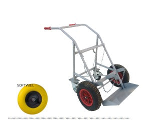 Flessenwagen met twee steunwielen voor zuustof en propaan - Weldingshop