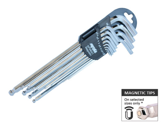 BINNENZESKANT STIFTSLEUTELSET MAGNETISCH MET KOGELKOP  METRISCH 13 DELIG